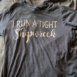 Gray Graphic T-Shirt with Gold Text